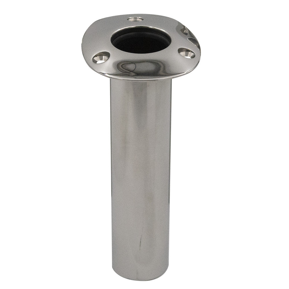 C.E. SMITH 70 SERIES STANDARD FLUSH MOUNT ROD HOLDER - 0 DEGREE - STAINLESS STEEL - CAST BOTTOM - BLACK LINER