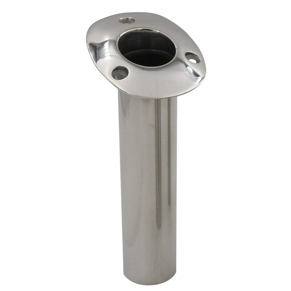 C.E. SMITH 70 SERIES STANDARD FLUSH MOUNT ROD HOLDER - 15 DEGREE - STAINLESS STEEL - CAST BOTTOM - BLACK LINER