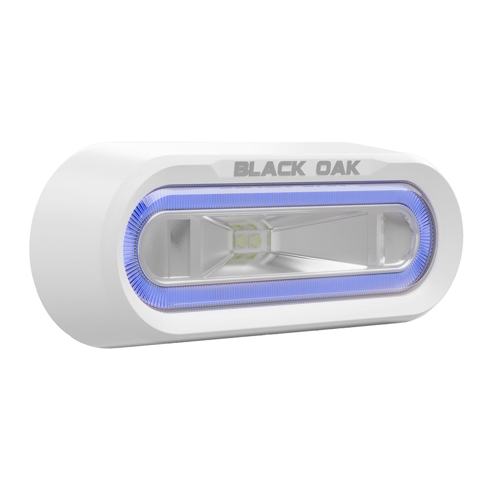 BLACK OAK LOW PRO™ OFF ROAD SPREADER LIGHT - BRACKET MOUNT - WHITE HOUSING - BLUE LED