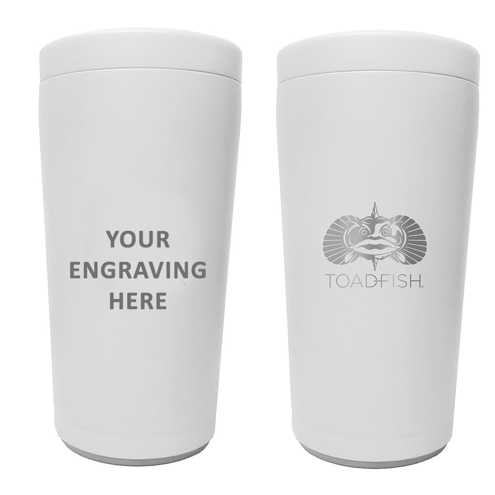 TOADFISH CUSTOM ENGRAVED NON-TIPPING CAN COOLER 2.0 - WHITE (MINIMUM ORDER QUANTITY OF 25)