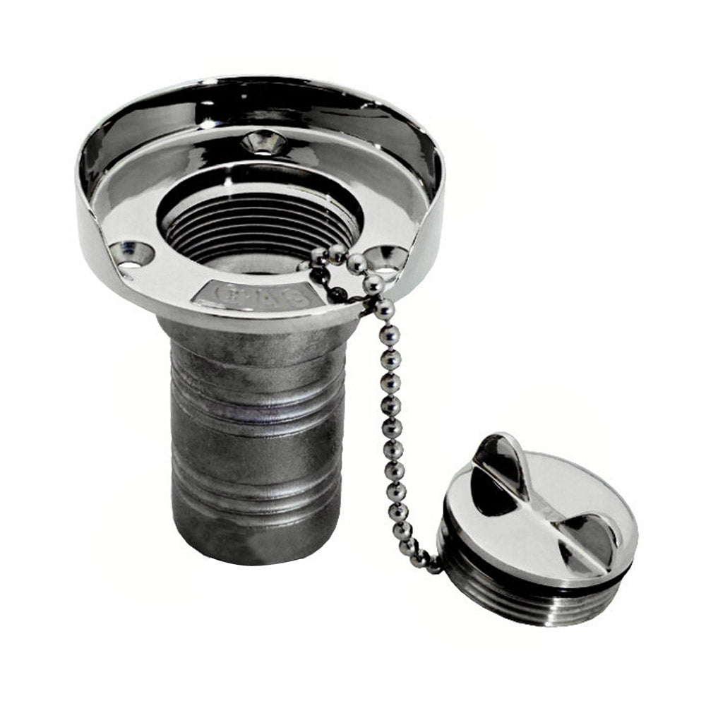 WHITECAP GAS HOSE DECK FILL W/SPLASH GUARD - 1-1/2" CHAIN