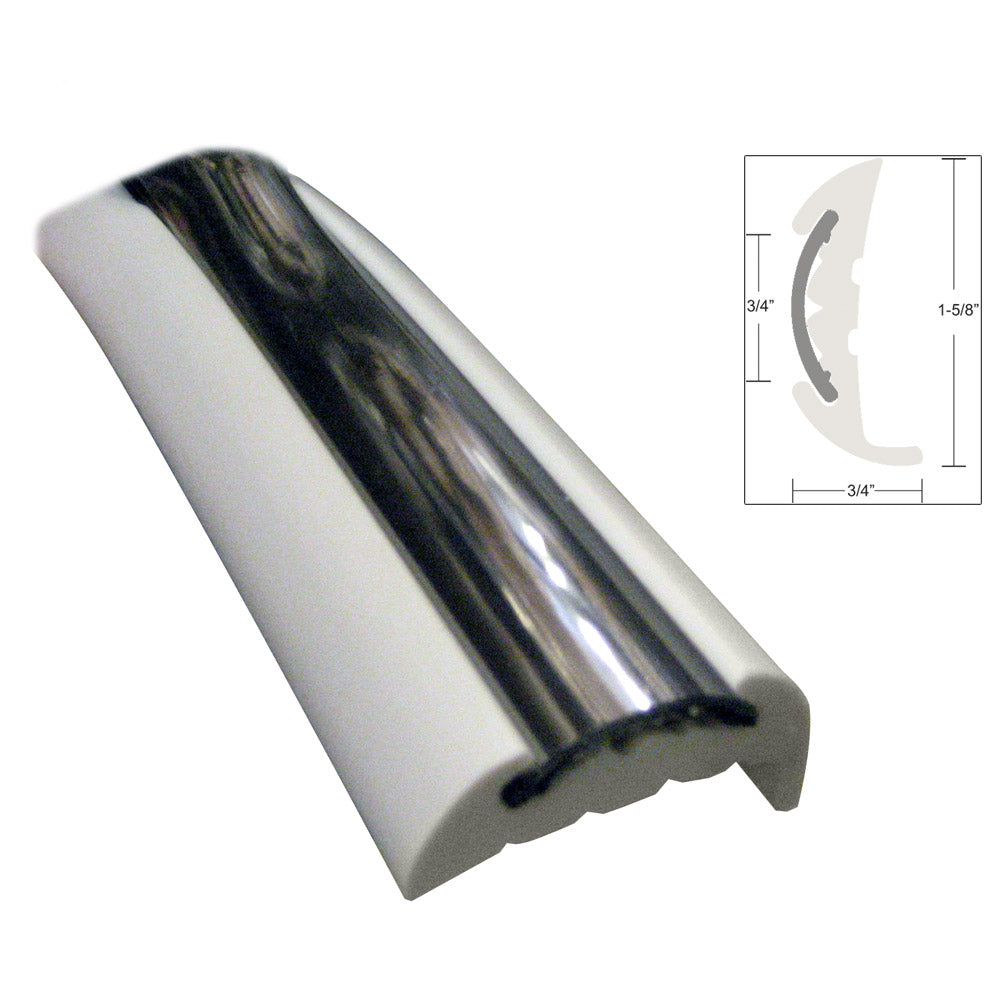 TACO SEMI-RIGID RUB RAIL KIT - WHITE W/FLEX CHROME INSERT - 70'