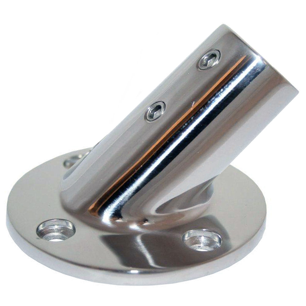 WHITECAP 1" O.D. 45° ROUND BASE SS RAIL FITTING