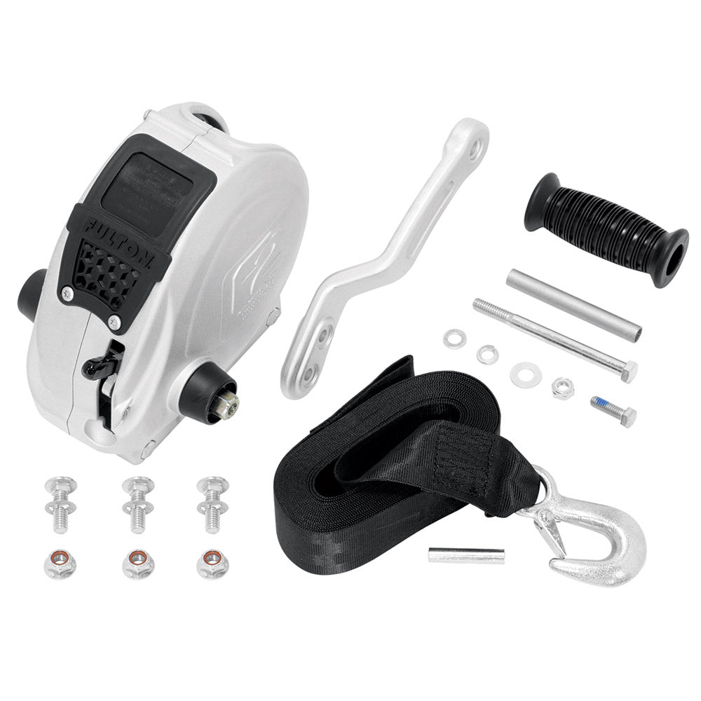 FULTON F2 TRAILER WINCH 1,600 LBS. - SINGLE SPEED W/STRAP, SHARKSKIN FINISH
