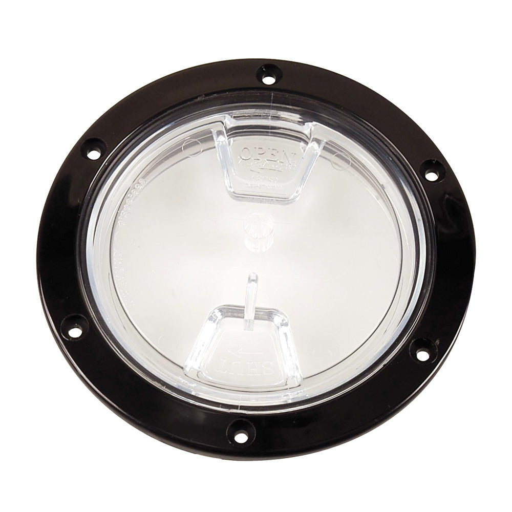 BECKSON 4" CLEAR CENTER SCREW OUT DECK PLATE - BLACK