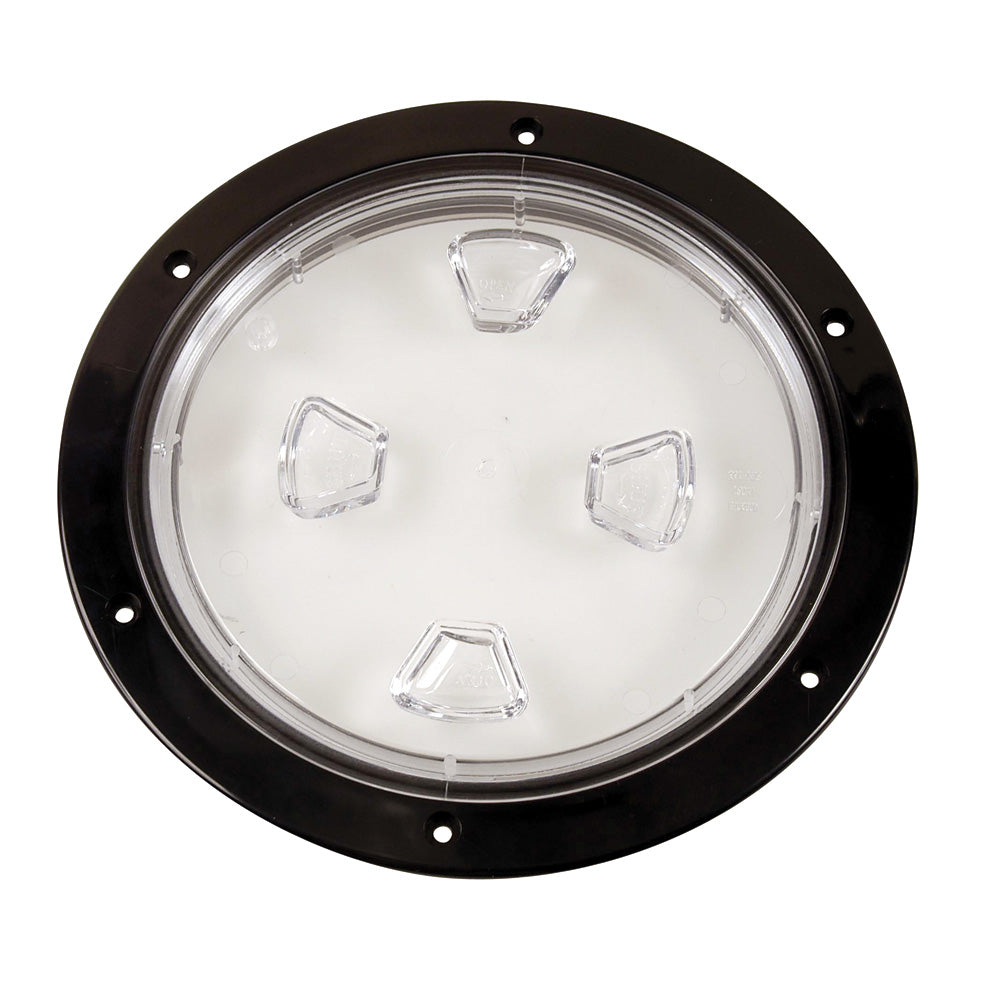 BECKSON 8" CLEAR CENTER SCREW-OUT DECK PLATE - BLACK