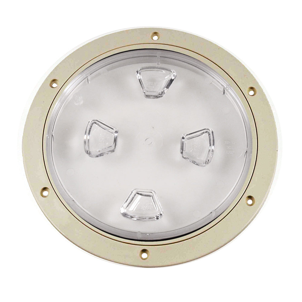 BECKSON 8" CLEAR CENTER SCREW-OUT DECK PLATE - BEIGE