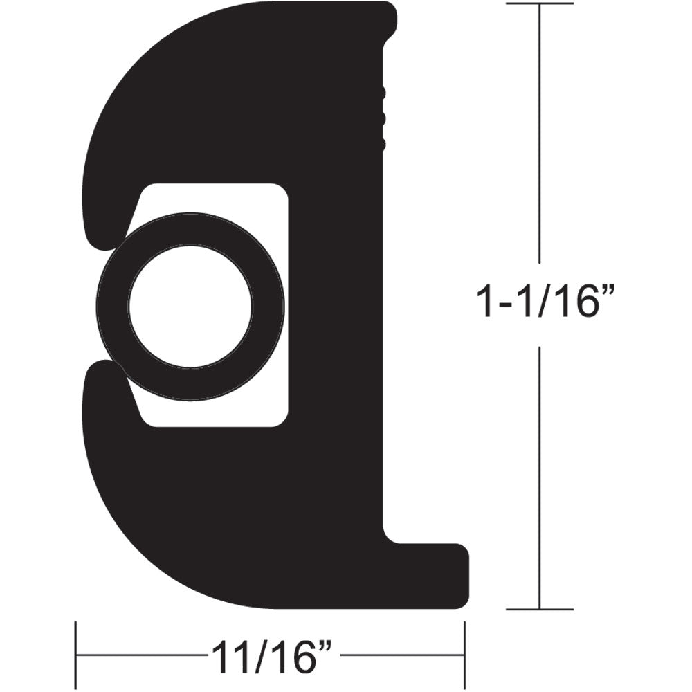 TACO FLEX VINYL RUB RAIL KIT - BLACK W/BLACK INSERT - 70' - 1-1/16" X 11/16"