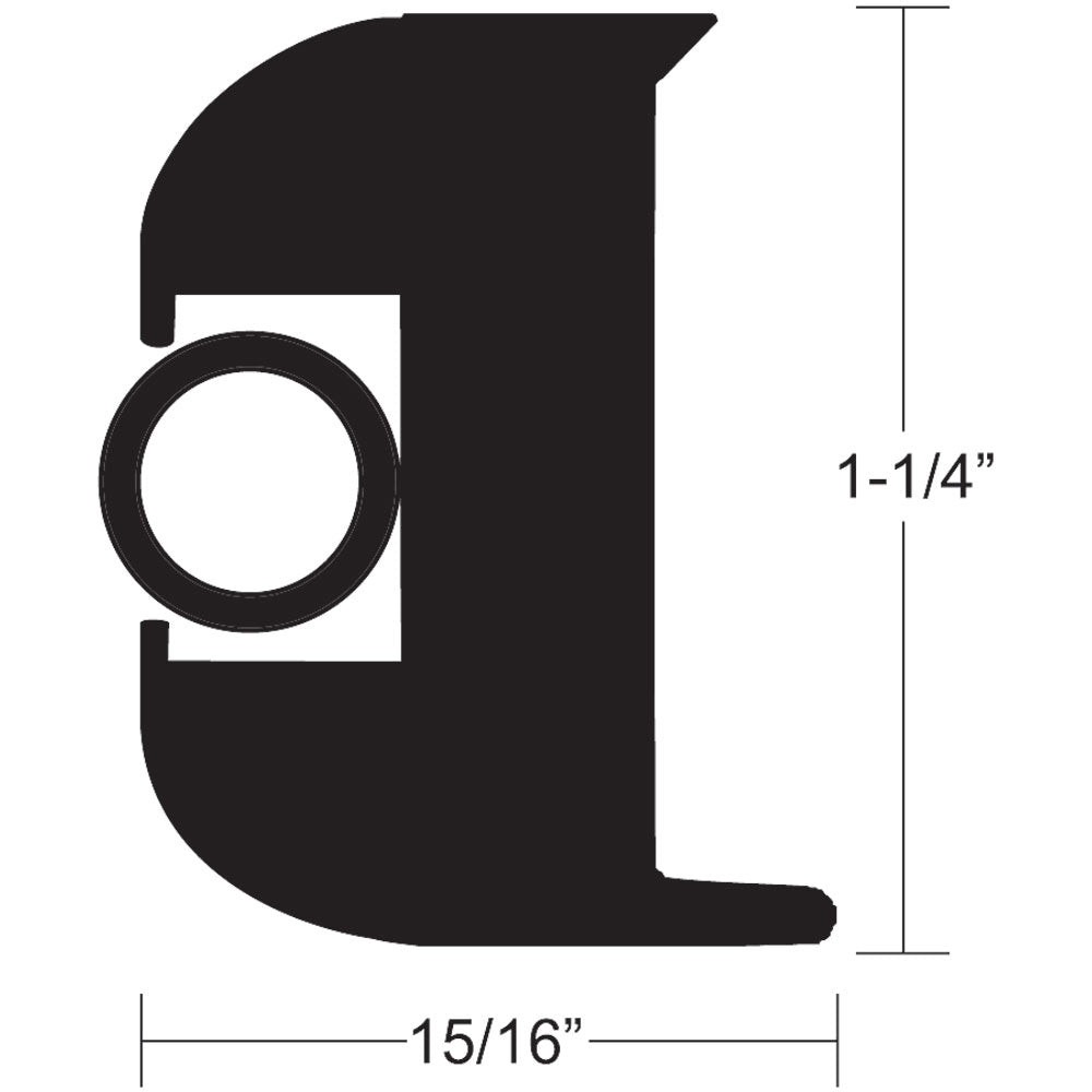 TACO FLEX VINYL RUB RAIL KIT - BLACK W/BLACK INSERT - 70' - 1-1/4" X 15/16"