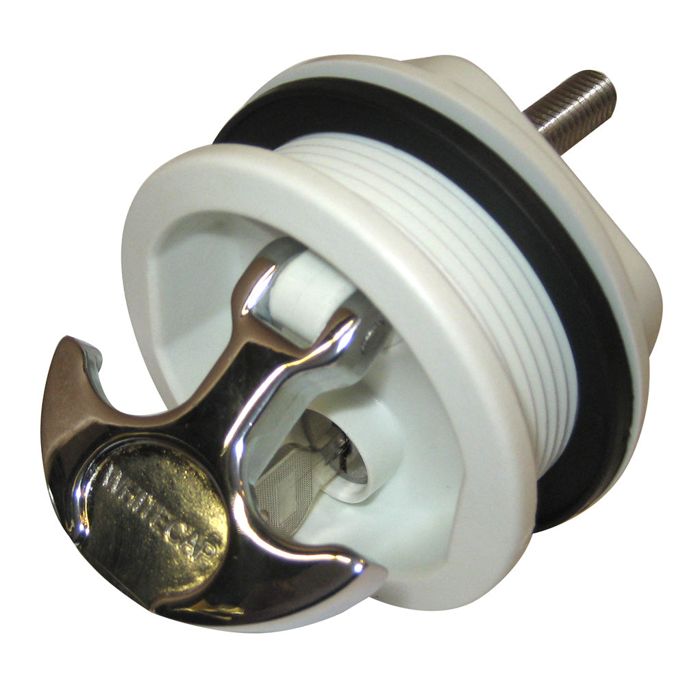 WHITECAP T-HANDLE LATCH - CHROME PLATED ZAMAC/WHITE NYLON - LOCKING - FRESHWATER USE ONLY