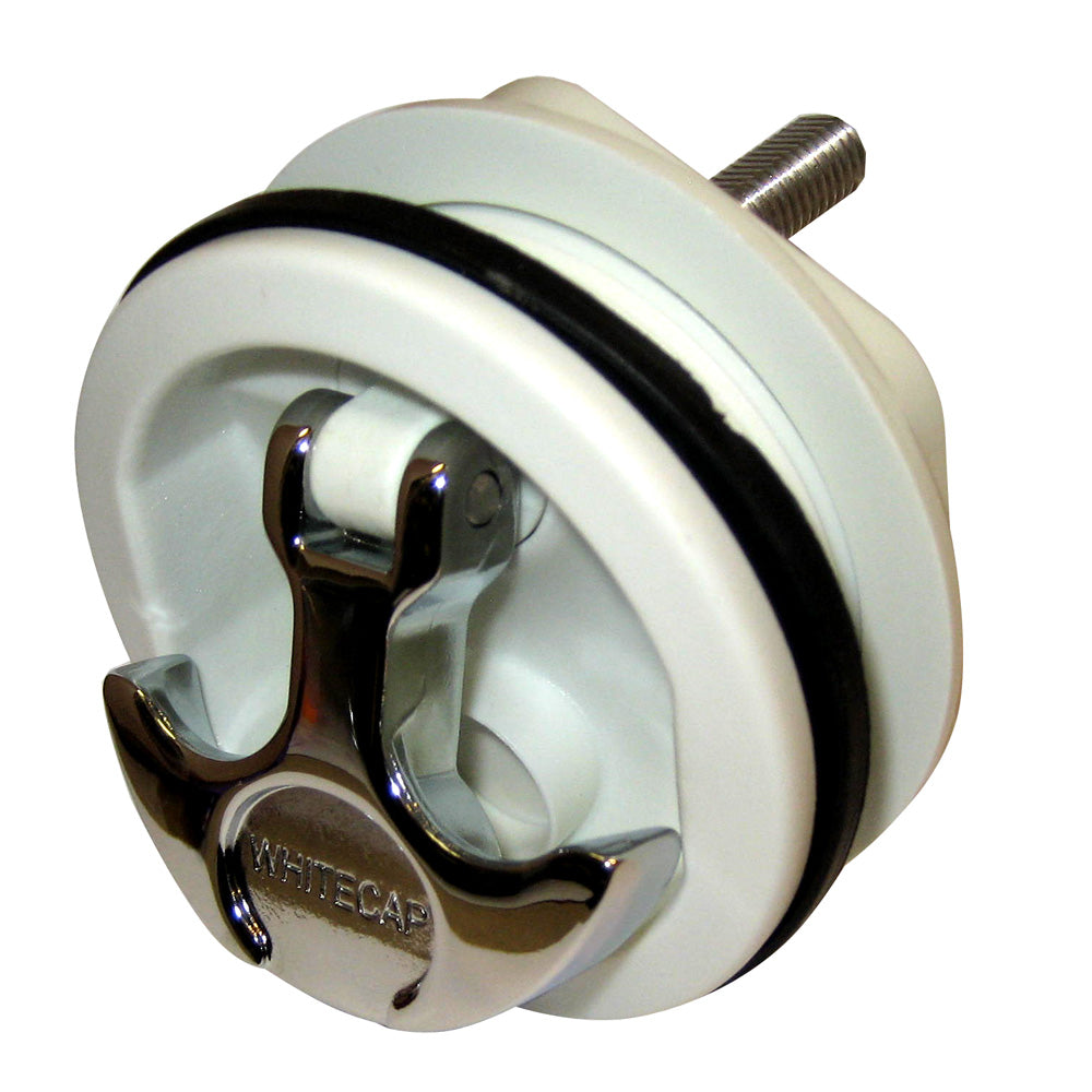 WHITECAP T-HANDLE LATCH - CHROME PLATED ZAMAC/WHITE NYLON - NO LOCK - FRESHWATER USE ONLY