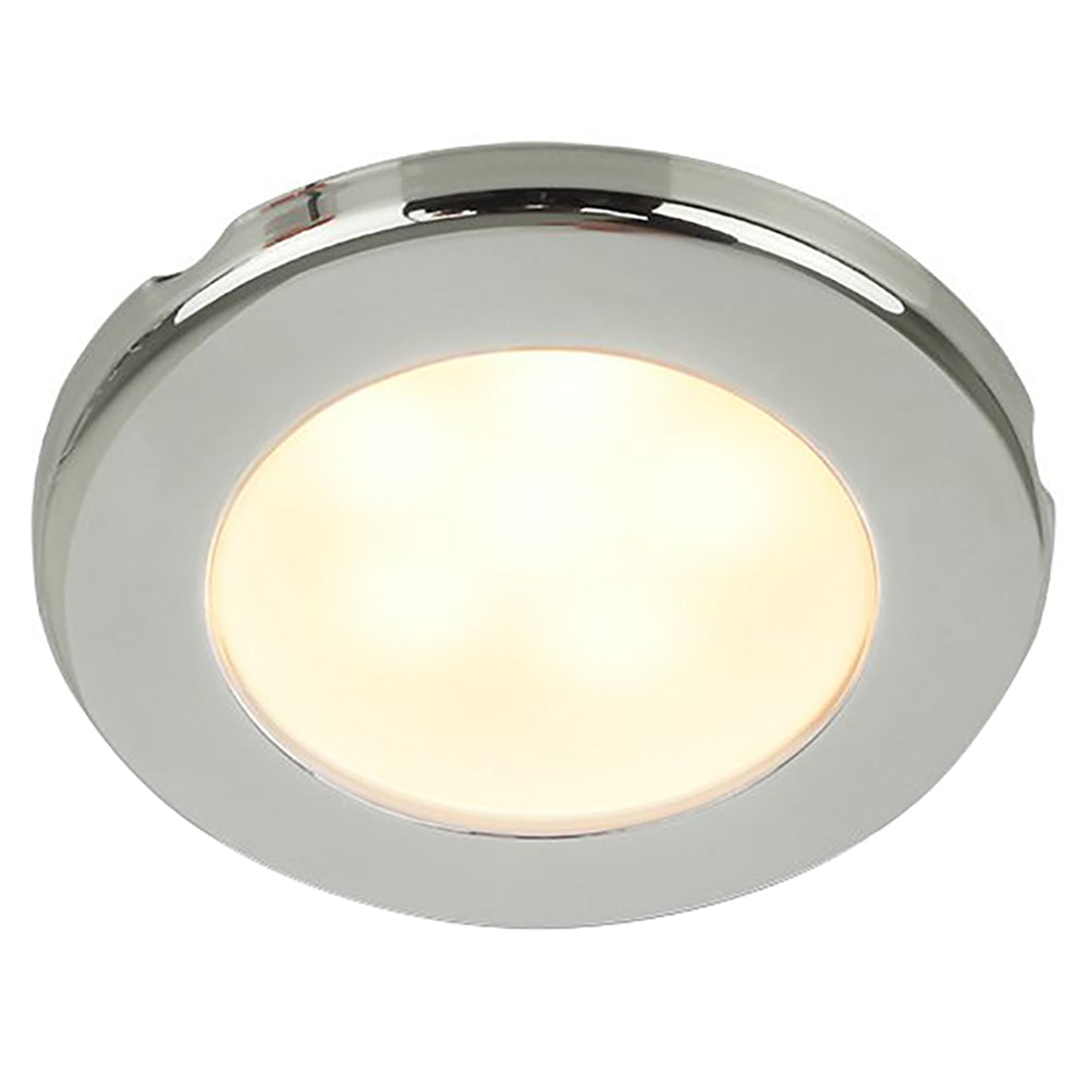 HELLA MARINE EUROLED 75 3" ROUND SCREW MOUNT DOWN LIGHT - WARM WHITE LED - STAINLESS STEEL RIM - 12V