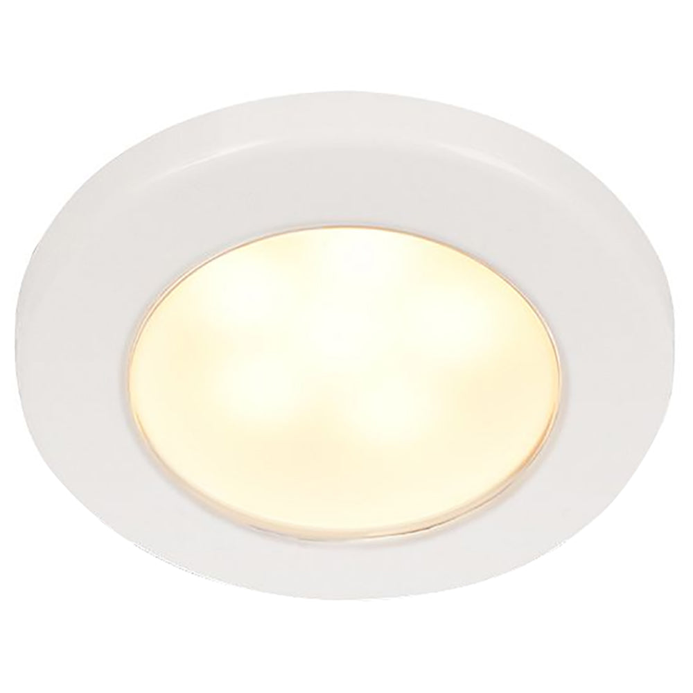 HELLA MARINE EUROLED 75 3" ROUND SCREW MOUNT DOWN LIGHT - WARM WHITE LED - WHITE PLASTIC RIM - 12V