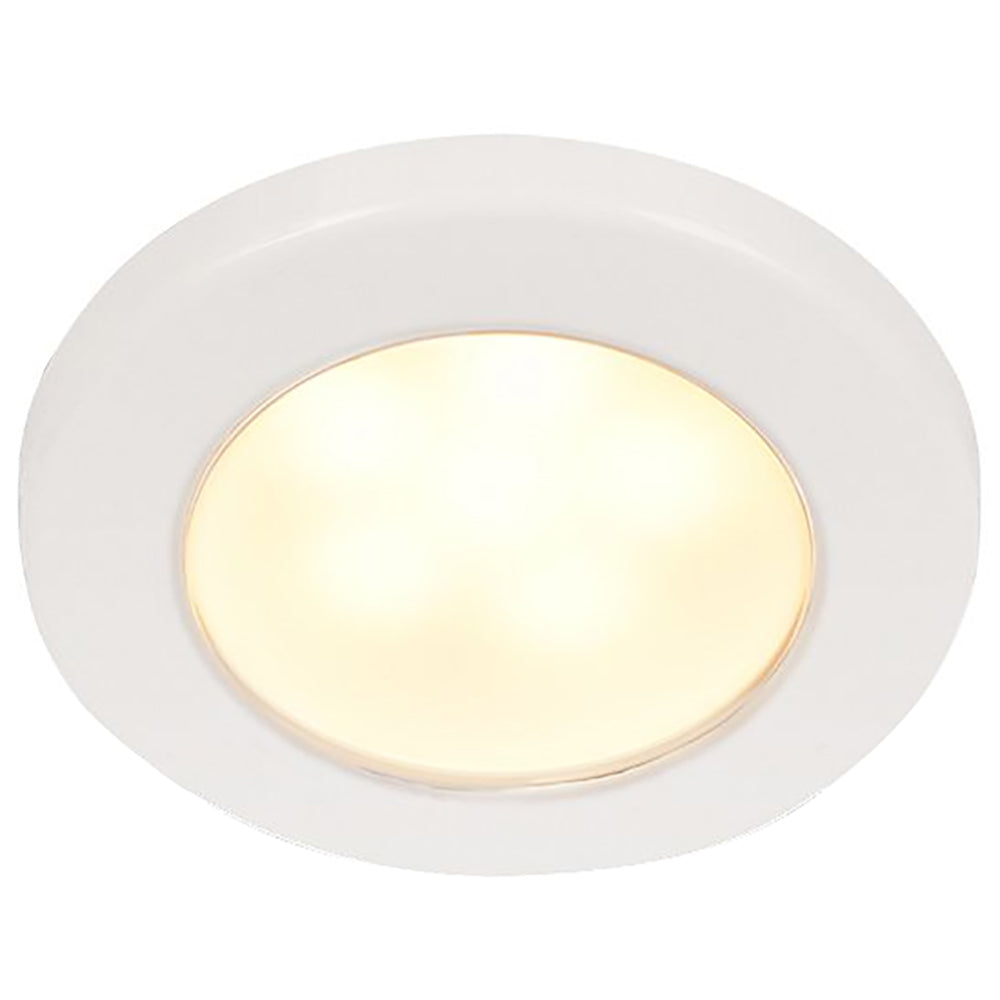 HELLA MARINE EUROLED 75 3" ROUND SCREW MOUNT DOWN LIGHT - WARM WHITE LED - WHITE PLASTIC RIM - 24V