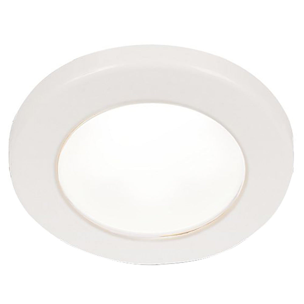 HELLA MARINE EUROLED 75 3" ROUND SCREW MOUNT DOWN LIGHT - WHITE LED - WHITE PLASTIC RIM - 12V