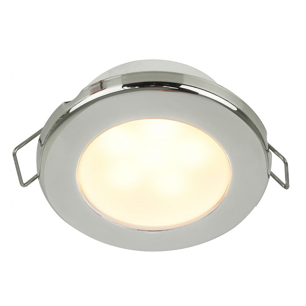 HELLA MARINE EUROLED 75 3" ROUND SPRING MOUNT DOWN LIGHT - WARM WHITE LED - STAINLESS STEEL RIM - 24V