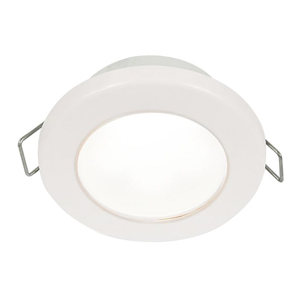 HELLA MARINE EUROLED 75 3" ROUND SPRING MOUNT DOWN LIGHT - WHITE LED - WHITE PLASTIC RIM - 12V