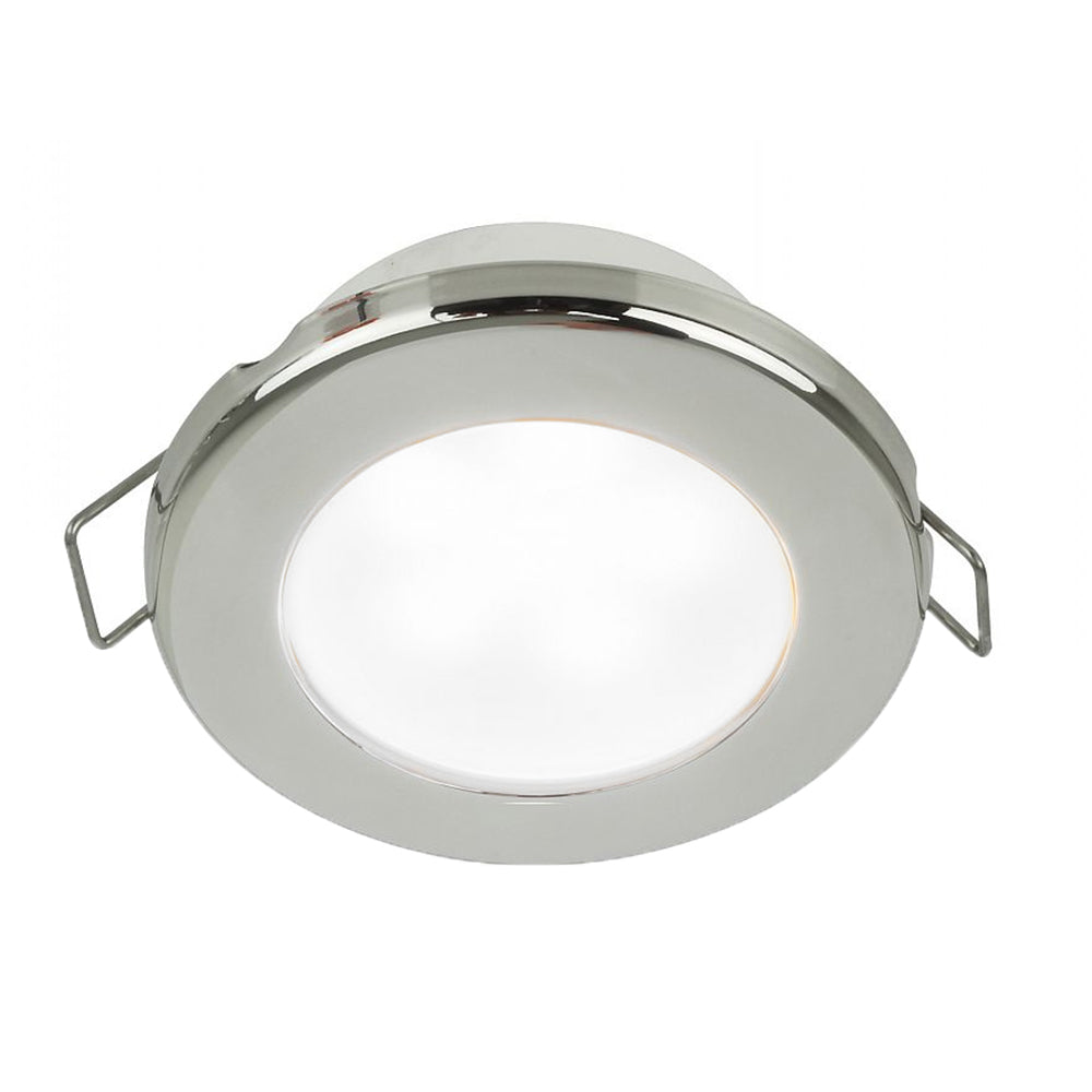 HELLA MARINE EUROLED 75 3" ROUND SPRING MOUNT DOWN LIGHT - WHITE LED - STAINLESS STEEL RIM - 12V