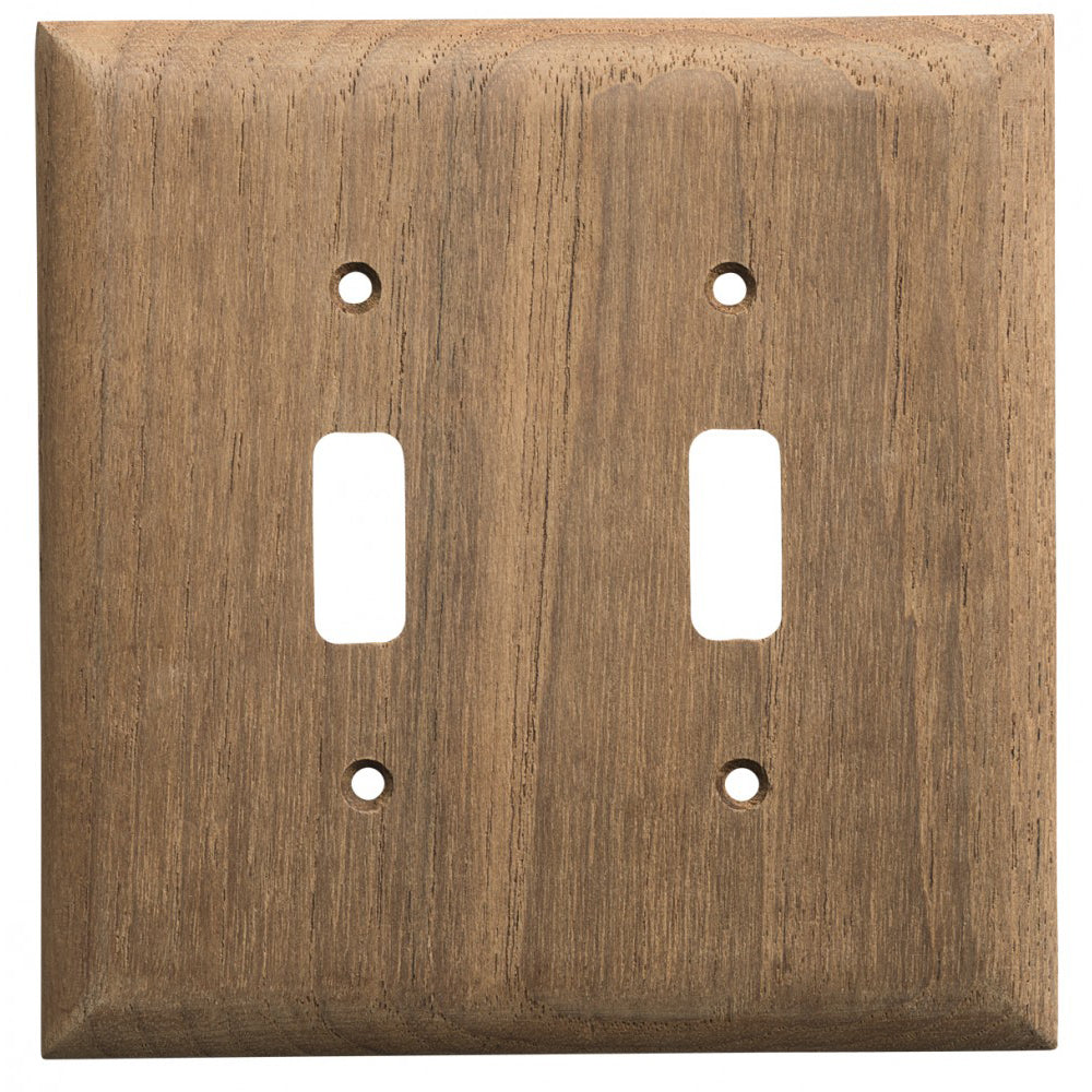 WHITECAP TEAK 2-TOGGLE SWITCH/RECEPTACLE COVER PLATE