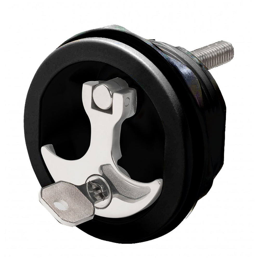 WHITECAP COMPRESSION HANDLE CP ZAMAC/BLACK NYLON LOCKING FRESH WATER USE ONLY