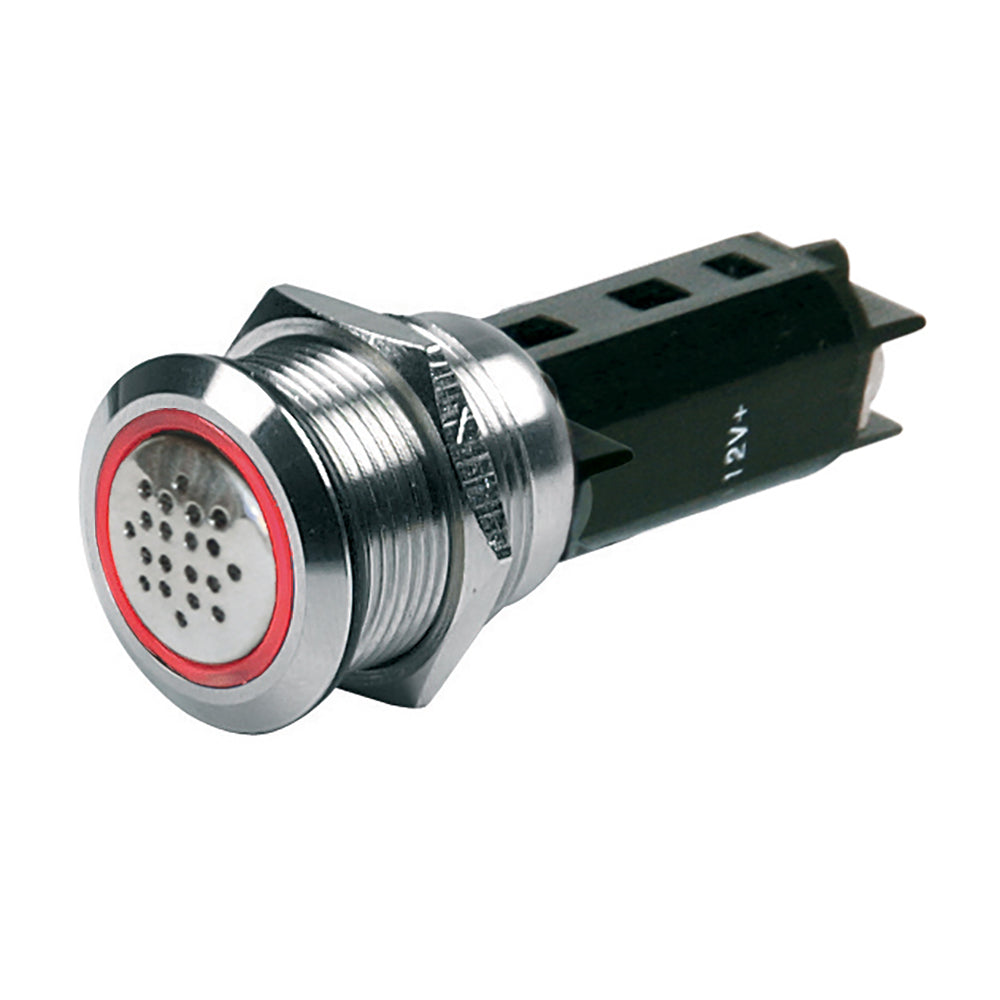 BEP 12V BUZZER W/RED LED WARNING LIGHT - STAINLESS STEEL