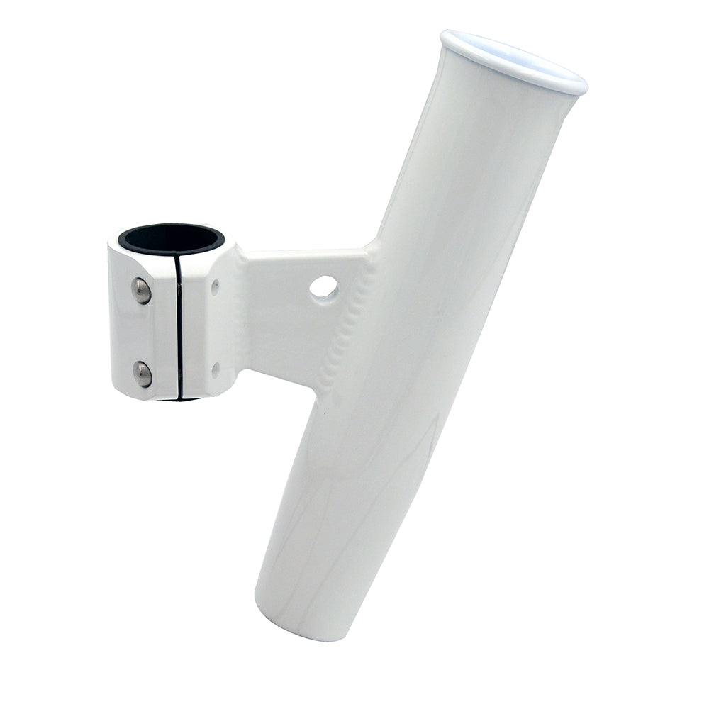 C.E. SMITH ALUMINUM VERTICAL CLAMP-ON ROD HOLDER 1-2/3" OD WHITE POWDERCOAT W/SLEEVE