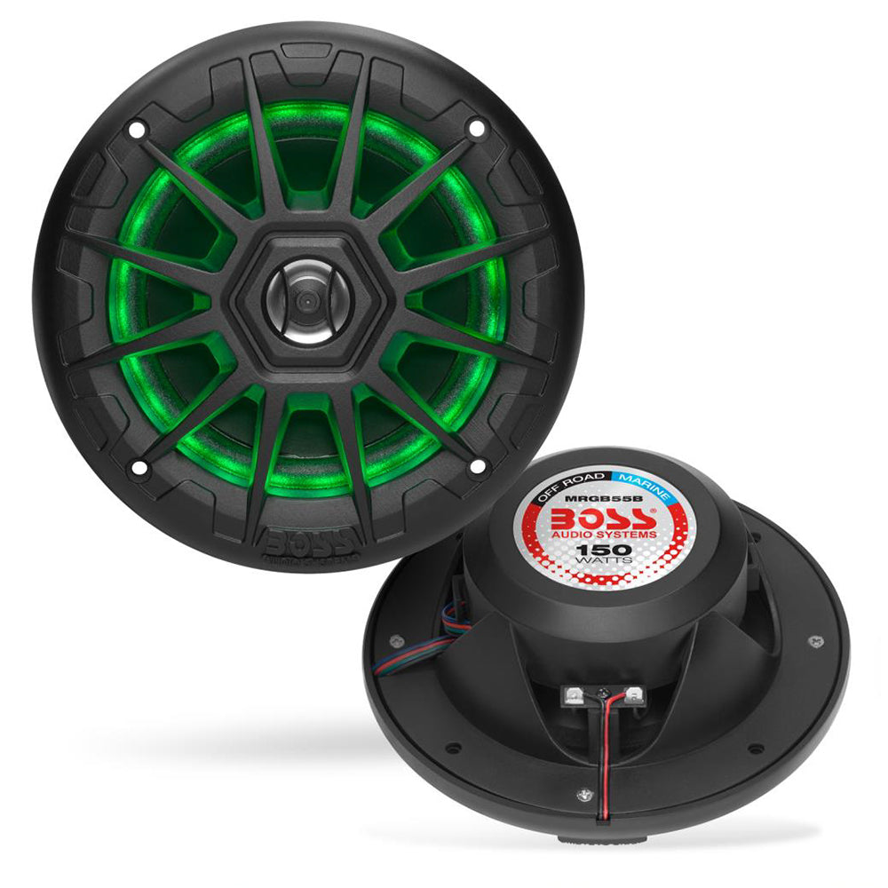 BOSS AUDIO MRGB55B 5.25" MARINE SPEAKERS W/RGB LIGHTING - BLACK