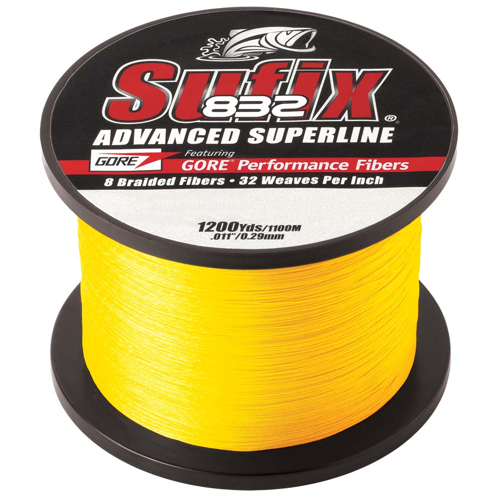 SUFIX 832® ADVANCED SUPERLINE® BRAID - 6LB - HI-VIS YELLOW - 1200 YDS