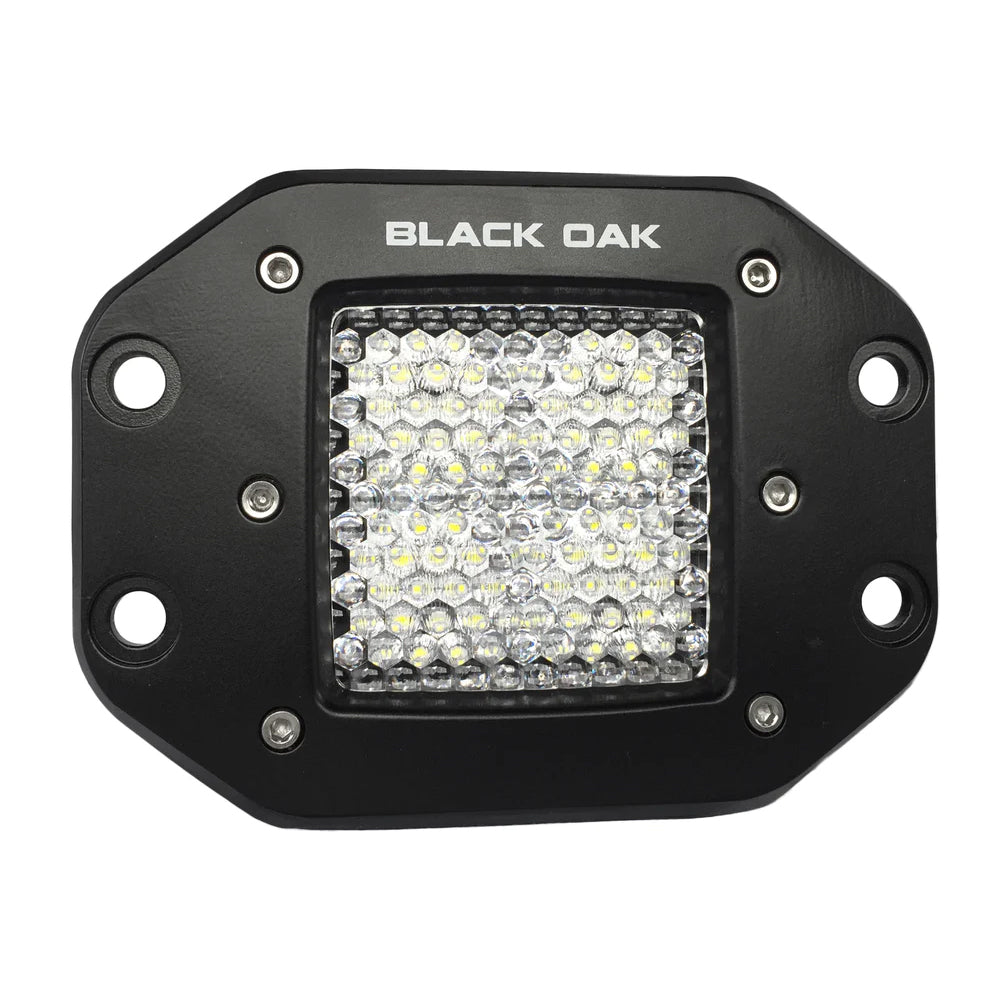 BLACK OAK 2" FLUSH MOUNT LED POD LIGHT - FLOOD OPTICS - BLACK HOUSING - PRO SERIES 3.0