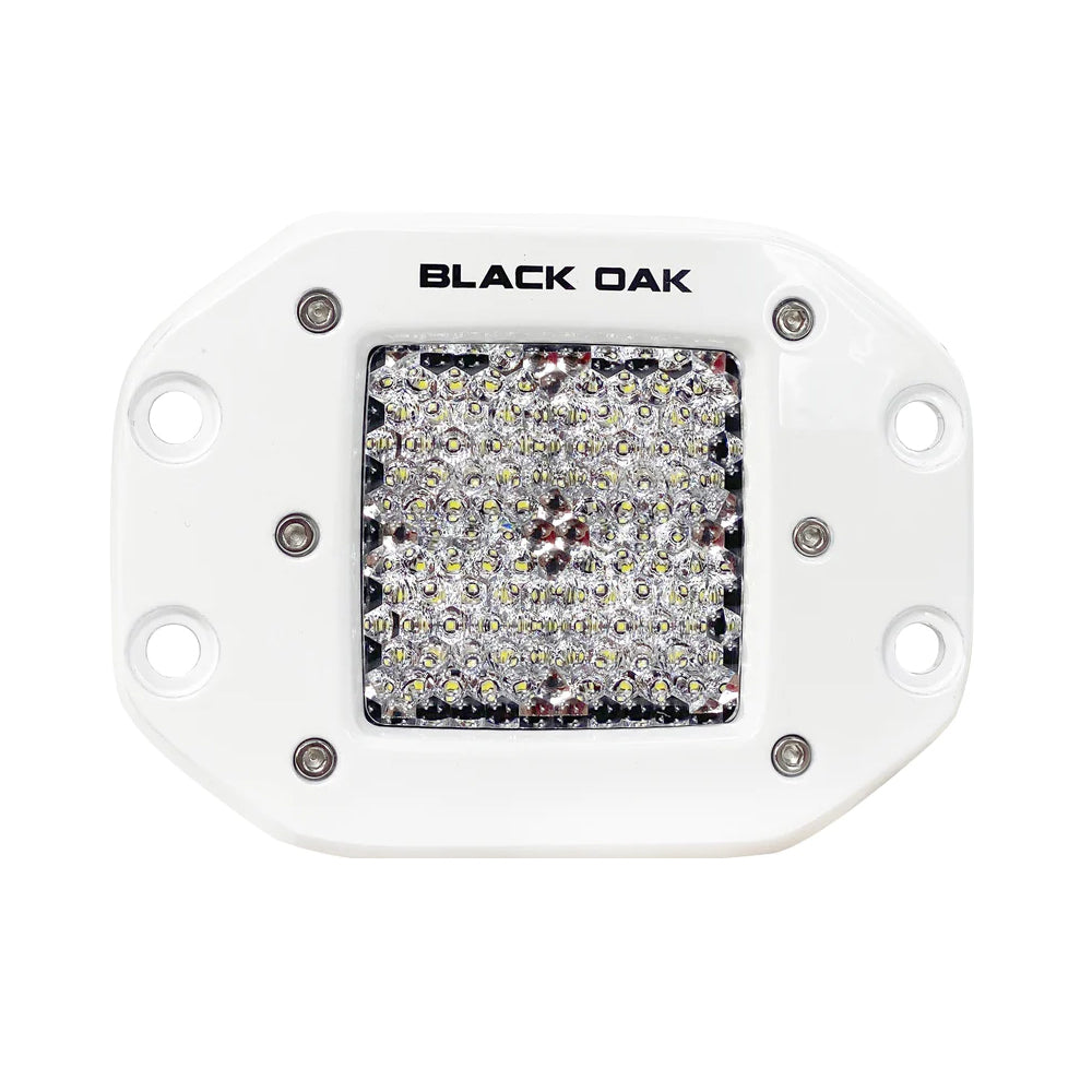 BLACK OAK 2" MARINE FLUSH MOUNT LED POD LIGHT - DIFFUSED OPTICS - WHITE HOUSING - PRO SERIES 3.0