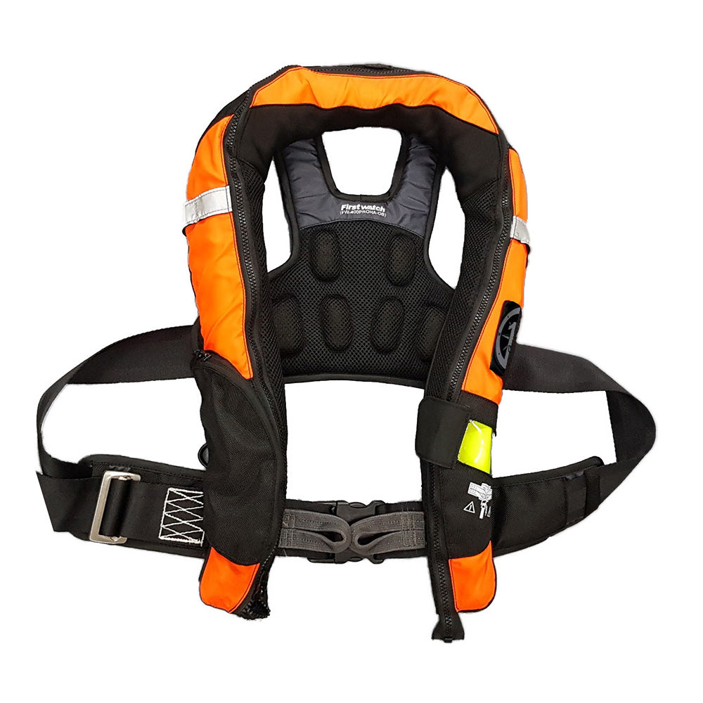 FIRST WATCH FW-40PRO ERGO AUTO INFLATABLE PFD W/HARNESS - HI-VIS ORANGE & BLACK