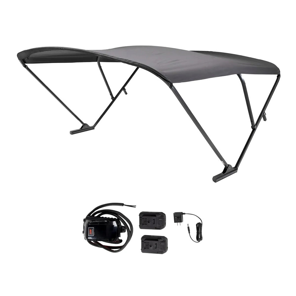 SURESHADE BATTERY POWERED BIMINI - BLACK ANODIZED FRAME & BLACK FABRIC