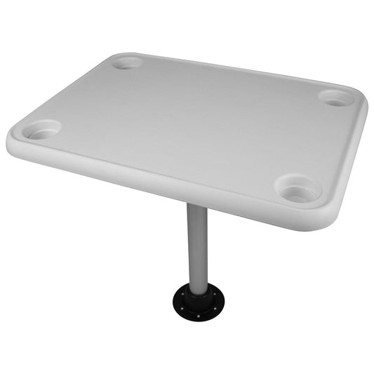 WISE WHITE RECTANGULAR TABLE - 4 DRINK HOLDERS W/PEDESTAL