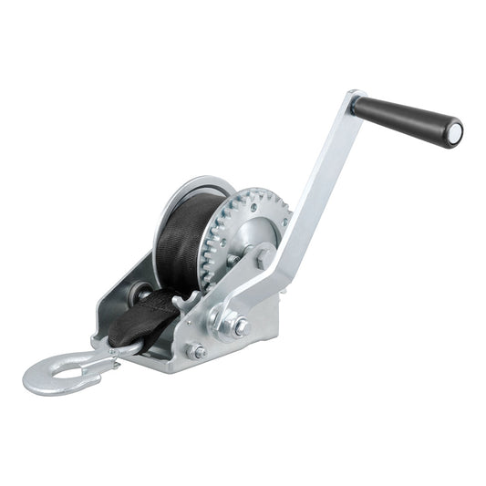 CURT HAND CRANK 900 LB. WINCH W/15&#39; STRAP &AMP; 6-1/2" HANDLE