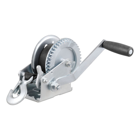 CURT HAND CRANK 1400 LB. WINCH W/20&#39; STRAP &AMP; 7-1/2" HANDLE