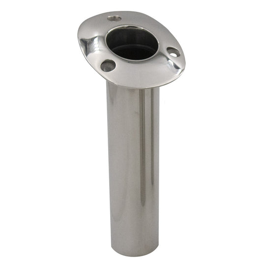 C.E. SMITH 70 SERIES STANDARD FLUSH MOUNT ROD HOLDER - 15 DEGREE - STAINLESS STEEL - CAST BOTTOM - BLACK LINER