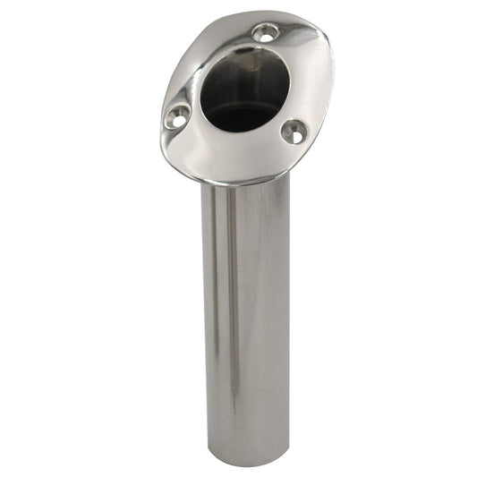 C.E. SMITH 70 SERIES STANDARD FLUSH MOUNT ROD HOLDER - 30 DEGREE - STAINLESS STEEL - CAST BOTTOM - BLACK LINER