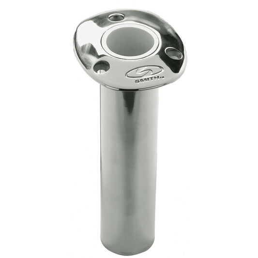 C.E. SMITH FLUSH MOUNT ROD HOLDER - 0 DEGREE &AMP; 9" DEPTH - STAINLESS STEEL - CAST BOTTOM - WHITE VINYL LINER