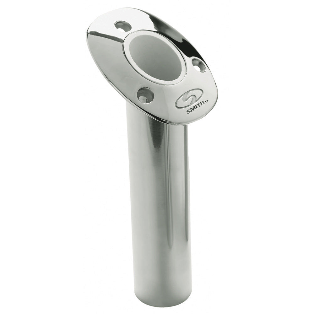 C.E. SMITH FLUSH MOUNT ROD HOLDER - 30 DEGREE &AMP; 9" DEPTH - STAINLESS STEEL - CAST BOTTOM - WHITE VINYL LINER