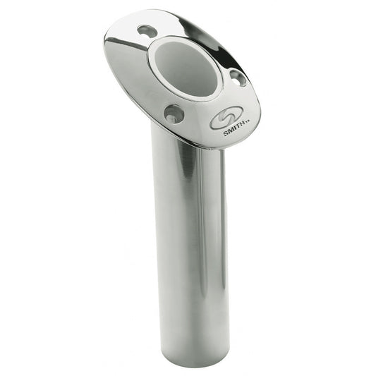 C.E. SMITH FLUSH MOUNT ROD HOLDER - 30 DEGREE &AMP; 9" DEPTH - STAINLESS STEEL - CAST BOTTOM - WHITE VINYL LINER