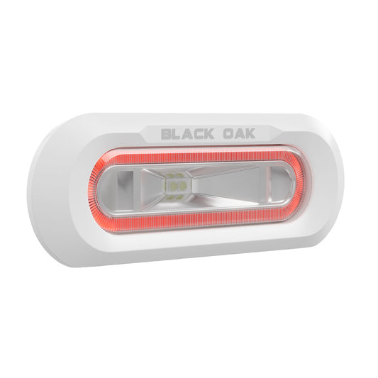 BLACK OAK LOW PRO&TRADE; MARINE SPREADER LIGHT - FLUSH MOUNT - WHITE HOUSING - RED LED
