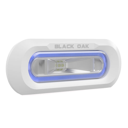 BLACK OAK LOW PRO&TRADE; MARINE SPREADER LIGHT - FLUSH MOUNT - WHITE HOUSING - BLUE LED