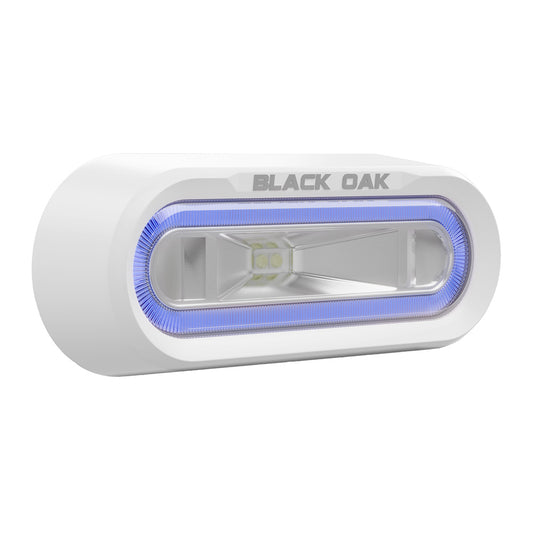 BLACK OAK LOW PRO&TRADE; OFF ROAD SPREADER LIGHT - BRACKET MOUNT - WHITE HOUSING - BLUE LED