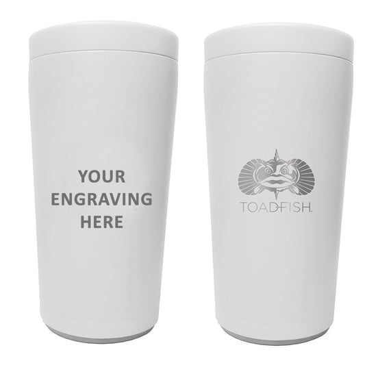 TOADFISH CUSTOM ENGRAVED NON-TIPPING CAN COOLER 2.0 - WHITE (MINIMUM ORDER QUANTITY OF 25)