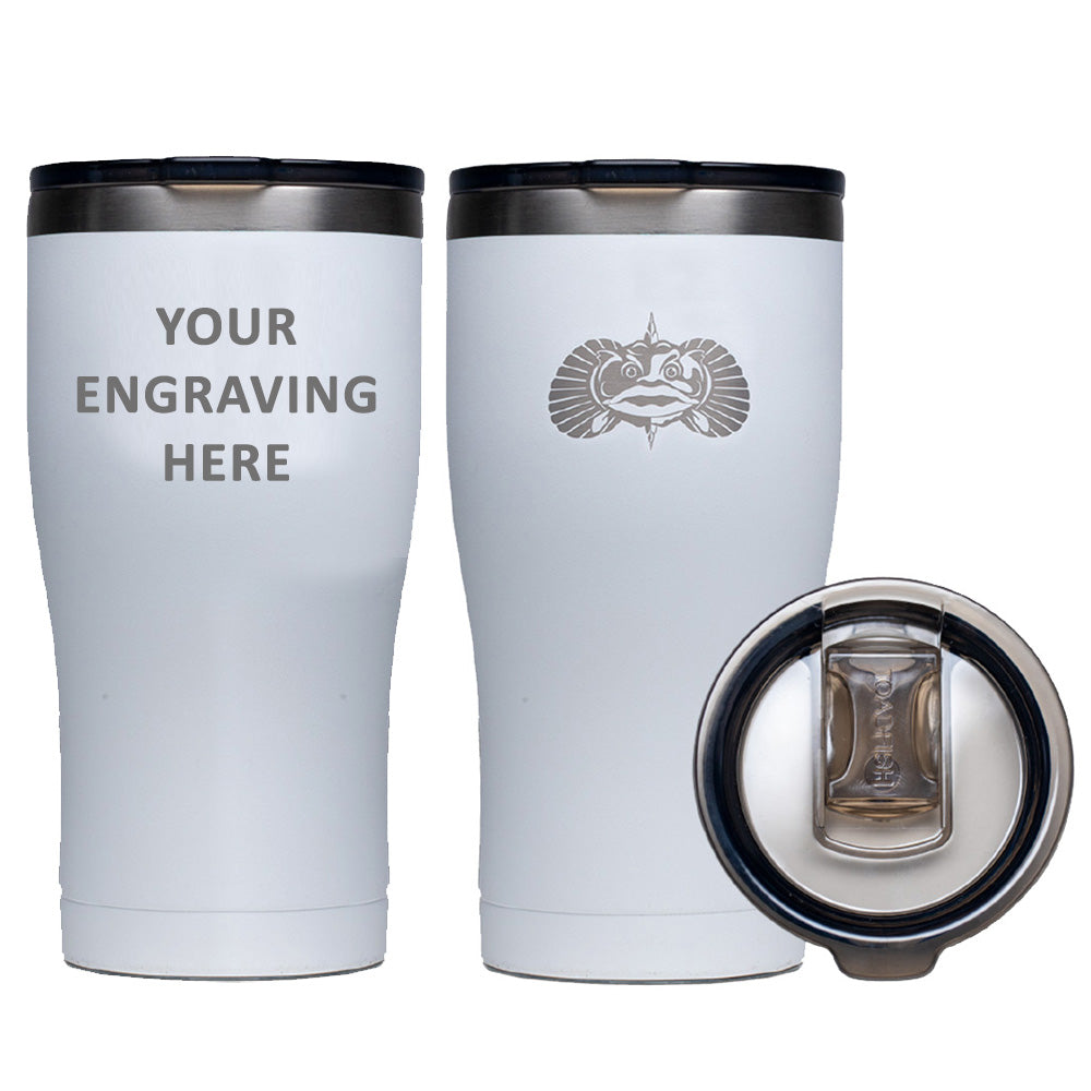 TOADFISH CUSTOM ENGRAVED NON-TIPPING 20OZ TUMBLER - WHITE (MINIMUM ORDER QUANTITY OF 25)