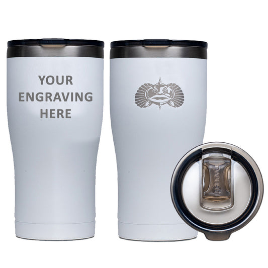 TOADFISH CUSTOM ENGRAVED NON-TIPPING 20OZ TUMBLER - WHITE (MINIMUM ORDER QUANTITY OF 25)