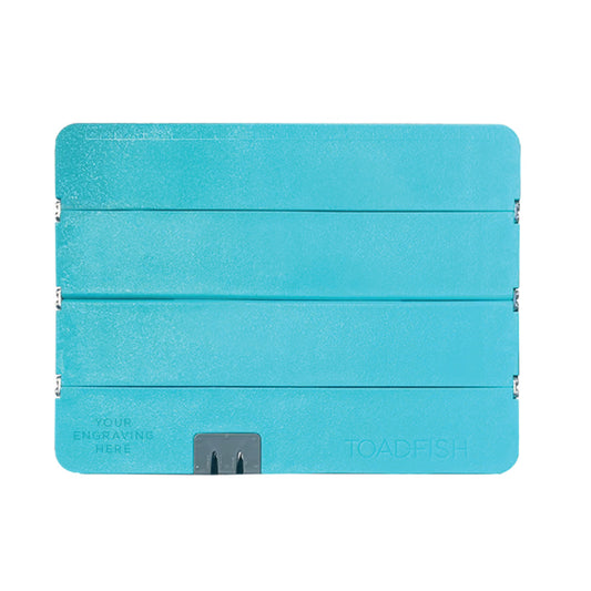 TOADFISH CUSTOM ENGRAVED XL STOWAWAY FOLDING CUTTING BOARD W/BUILT-IN KNIFE SHARPENER - TEAL (MINIMUM ORDER QUANTITY OF 25)