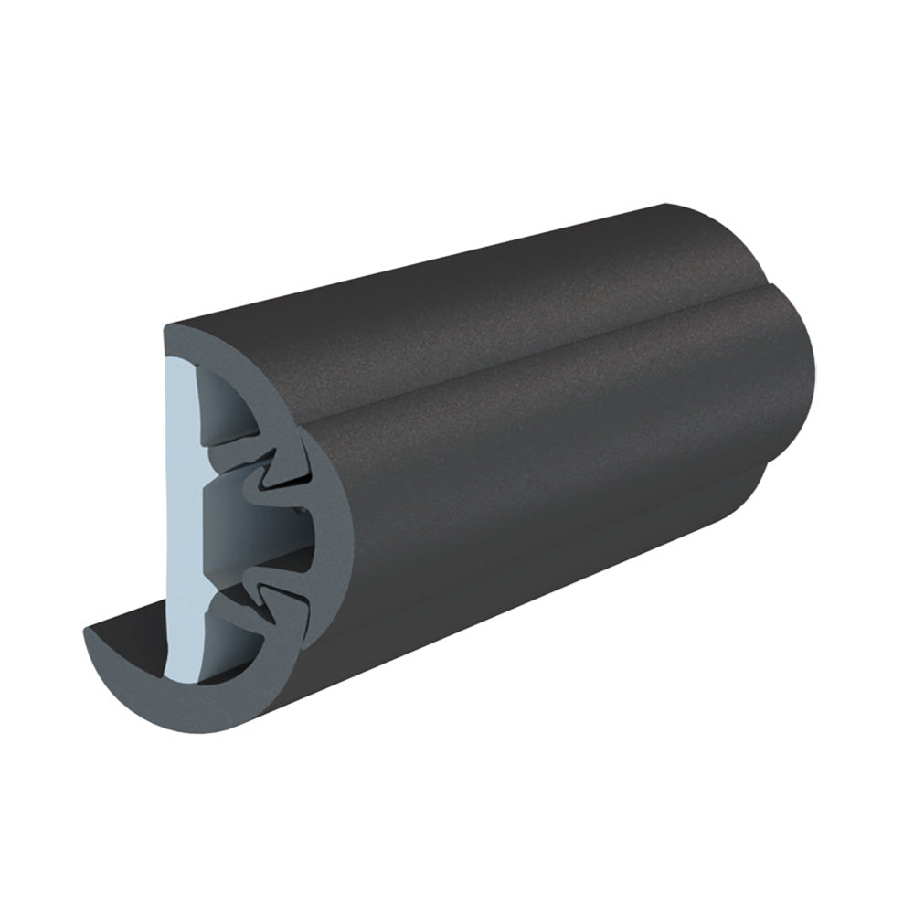 TACO SUPROFLEX RUB RAIL KIT W/FLEX VINYL OVERLAY INSERT - 2"H X 1-1/4"W X 80'L - BLACK W/BLACK INSERT