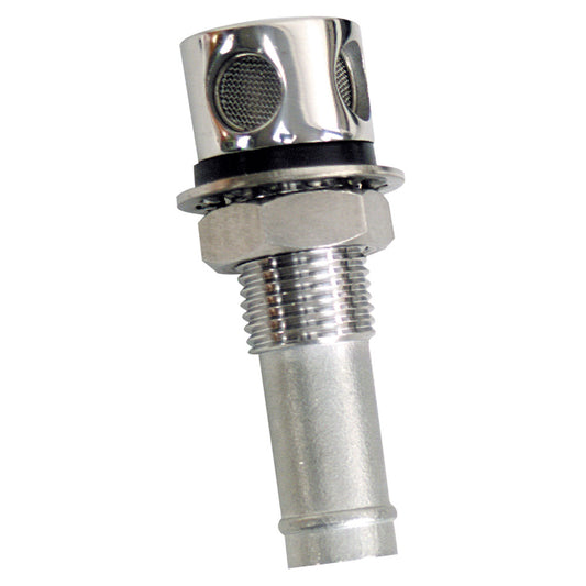WHITECAP FUEL VENT - ROUND HEAD, STRAIGHT, 9/16" CHROME BRASS