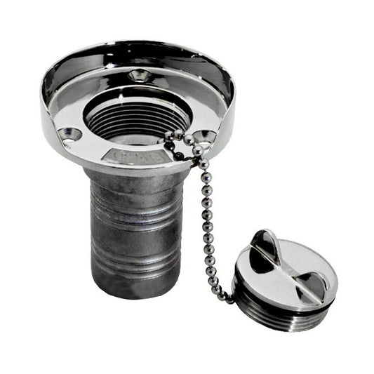 WHITECAP GAS HOSE DECK FILL W/SPLASH GUARD - 1-1/2" CHAIN